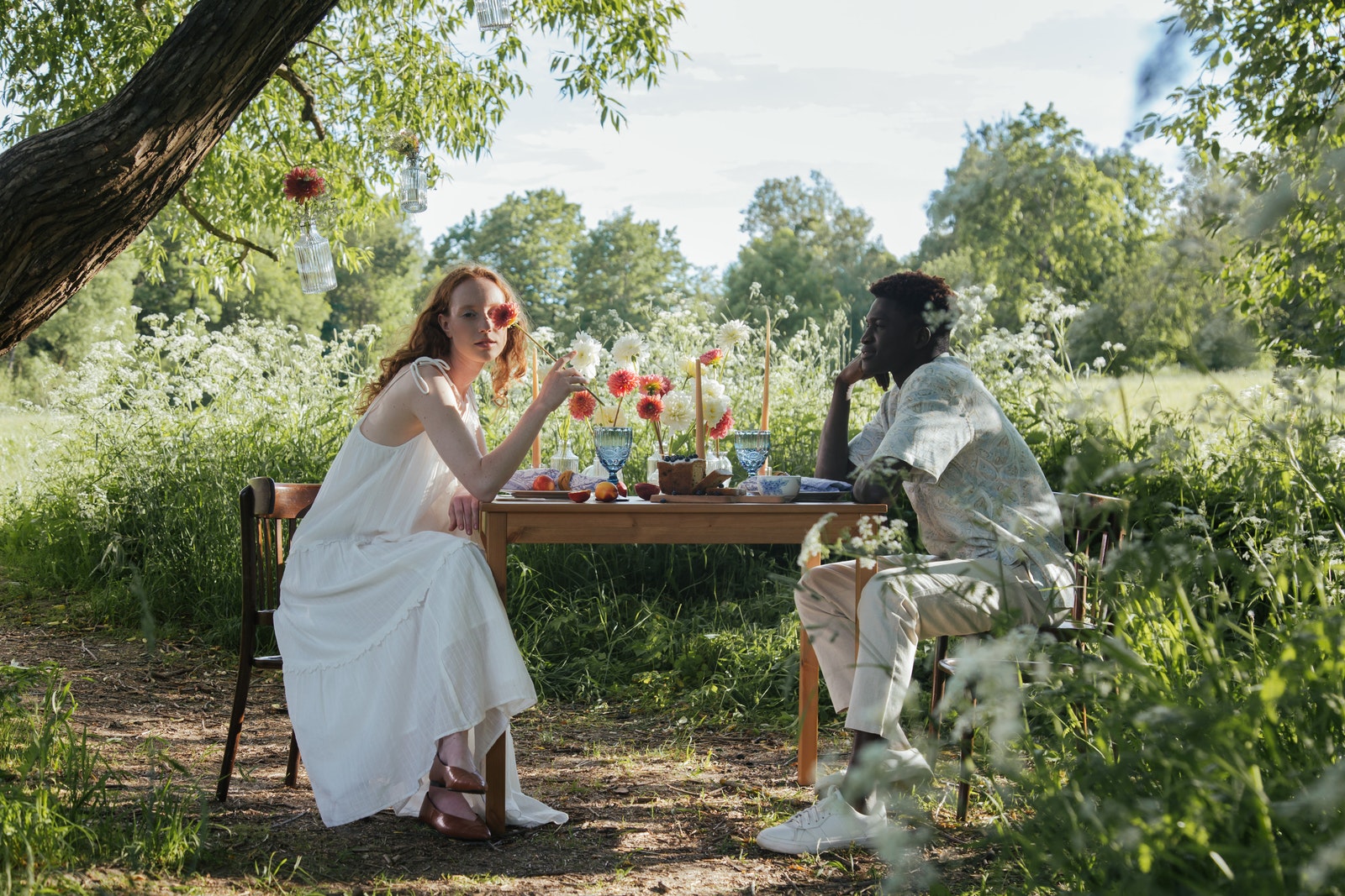 Man and Woman Having a Date Outdoors