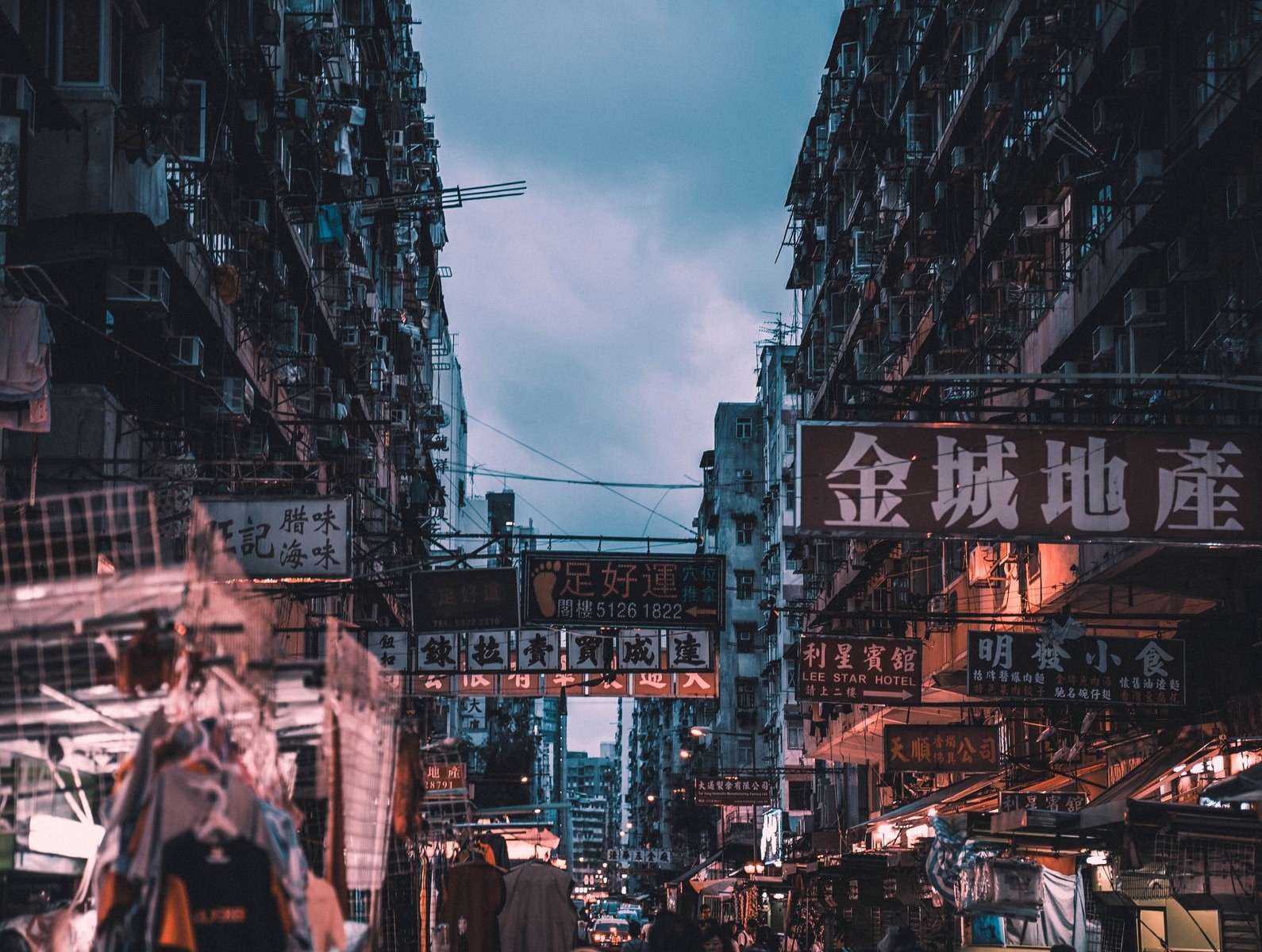 markets on street near buildings