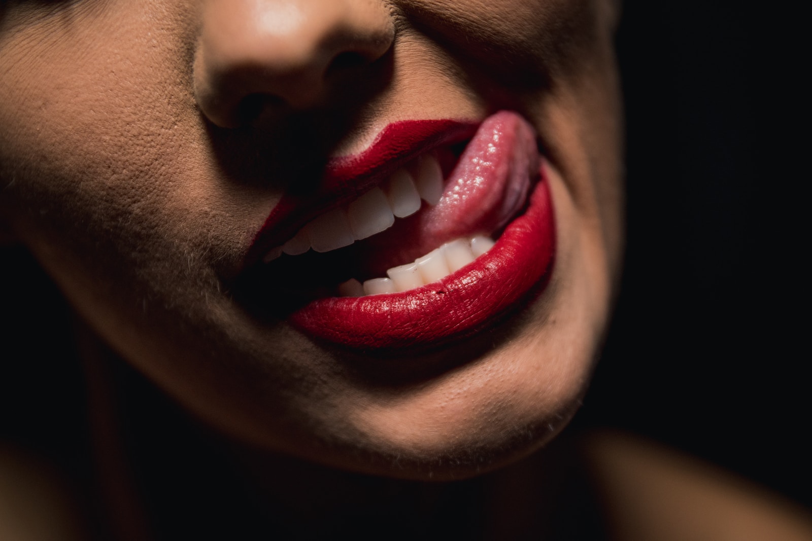 woman with red lipstick and red lipstick